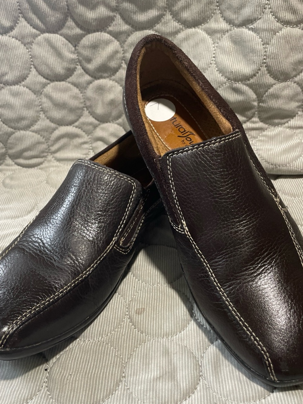 Naturalizer Women's Dark Brown Slip-On Loafers with Contrast Stitching